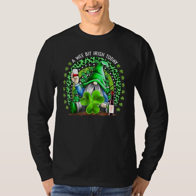 T-shirt St Patrick's Day Irish Gnome Drink Wine Shamrock R (Devant)