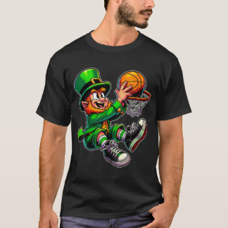T-shirt St Patrick'S Day Irish Leprechaun Basketball Playe