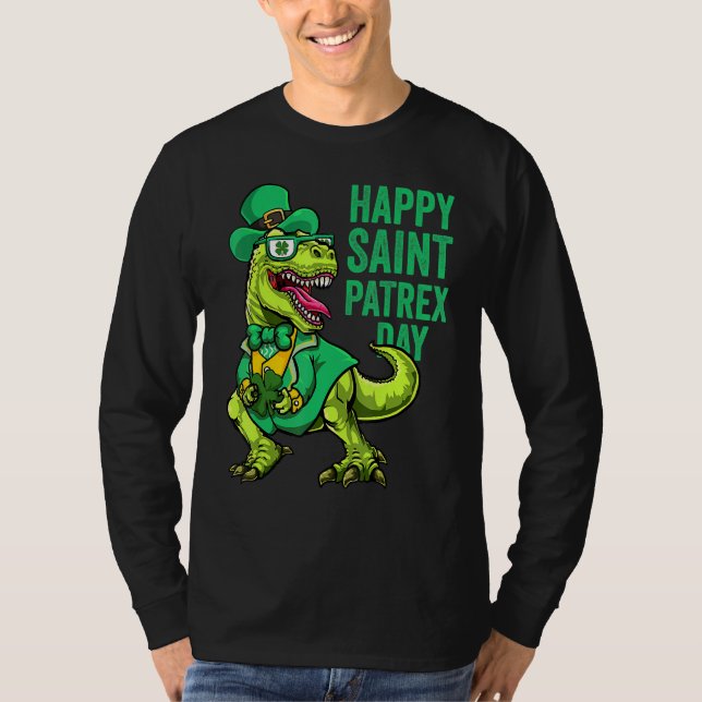 T-shirt St Patricks Day Irish Leprechaun Dinosaur T Rex Bo (Devant)