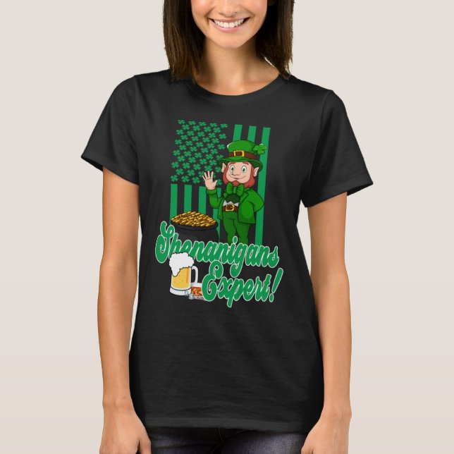 T-shirt St Patricks Day Irish Party Shenanigans USA Flag L (Devant)