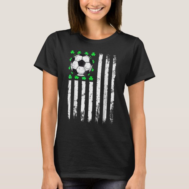 T-shirt St Patrick's Day Irish Soccer USA Flag Shamrock (Devant)