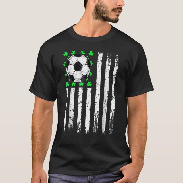 T-shirt St Patrick's Day Irish Soccer USA Flag Shamrock (Devant)