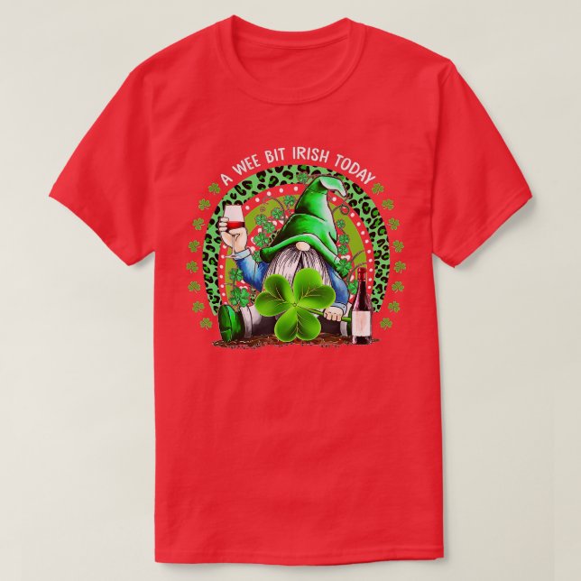 T-shirt St Patrick's Day Irlandais Gnome Boire Vin Shamroc (Design devant)