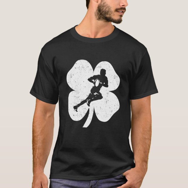 T-shirt St. Patricks Day Irlande Rugby Retro Shamrock Iris (Devant)