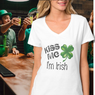 T-shirt St. Patrick's Day Kiss Me Je suis Shamrock vert ir