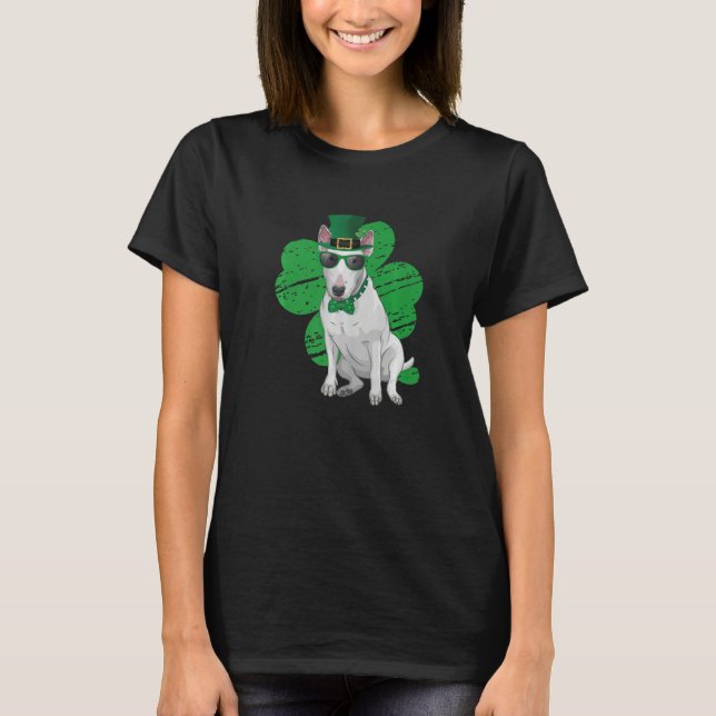 T-shirt St Patrick's Day Leprechaun Bull Terrier Dog Shamr (Devant)