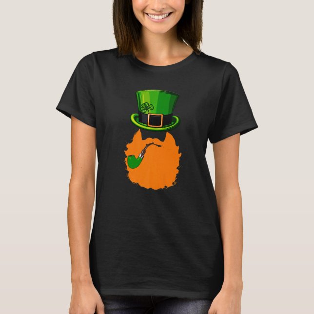 T-shirt St Patrick's Day Leprechaun Face Beard Shamrock Gi (Devant)