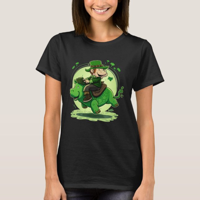 T-shirt St Patricks Day Leprechaun Hippo Shamrock 1 (Devant)