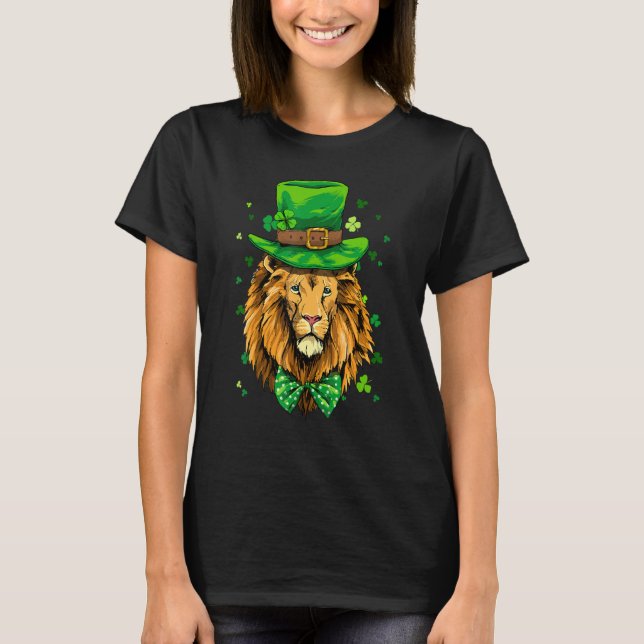 T-shirt St Patrick's Day Leprechaun Lion Shamrock Lion  Ir (Devant)