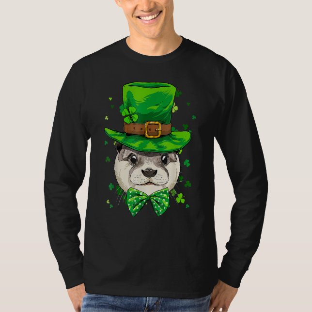 T-shirt St Patrick's Day Leprechaun Otter Shamrock Otter I (Devant)