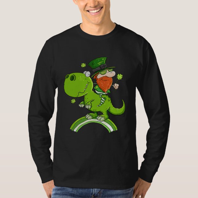 T-shirt St Patricks Day Leprechaun Riding A Dinosaur Shamr (Devant)