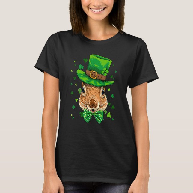 T-shirt St Patrick's Day Leprechaun Squirrel Rodents Shamr (Devant)