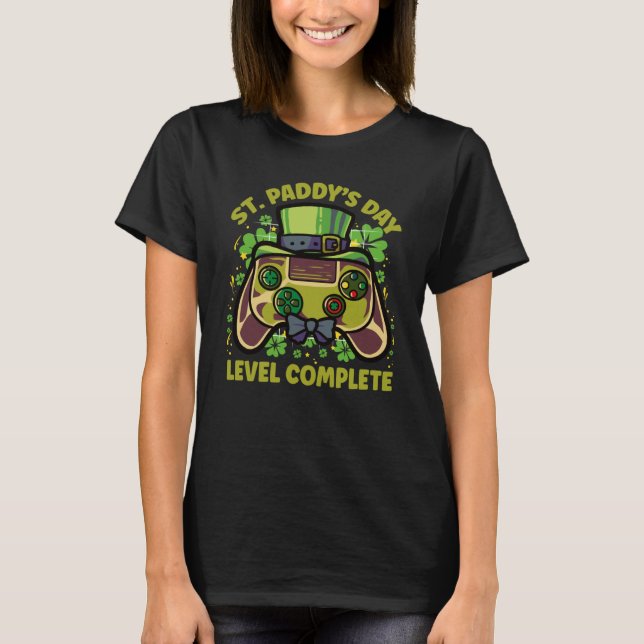 T-shirt St Patricks Day Level Complete Gamer Video Game Co (Devant)