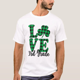 T-shirt St. Patricks Day Love 3E Grade Enseignant Plaid Sh