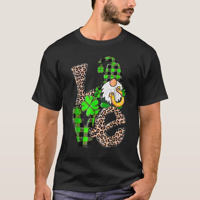 T-shirt St Patrick's Day Love Gnomes Shamrock Horseshoe Ir (Devant)