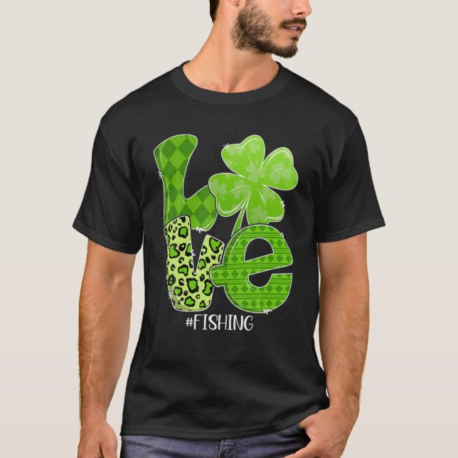 T-shirt St. Patricks Day Love Pêche Plaid Leopard Shamro (Devant)