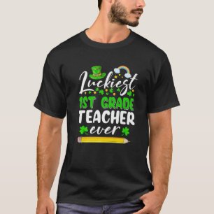 T-shirt St Patrick's Day Luckiest 1ère année Enseignant ja