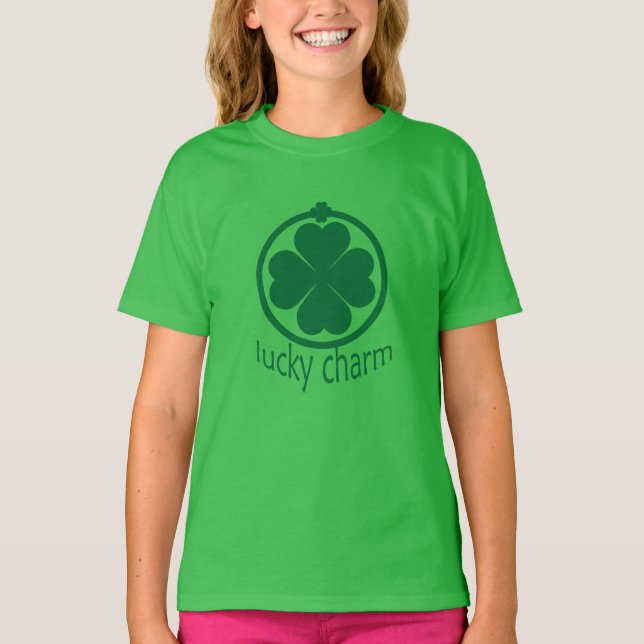 T-shirt St. Patricks Day Lucky Charm Clover Girls (Devant)