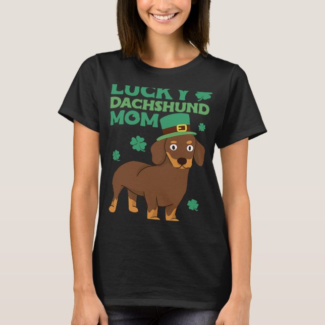 T-shirt St Patrick's Day Lucky Dachshund Maman (Devant)