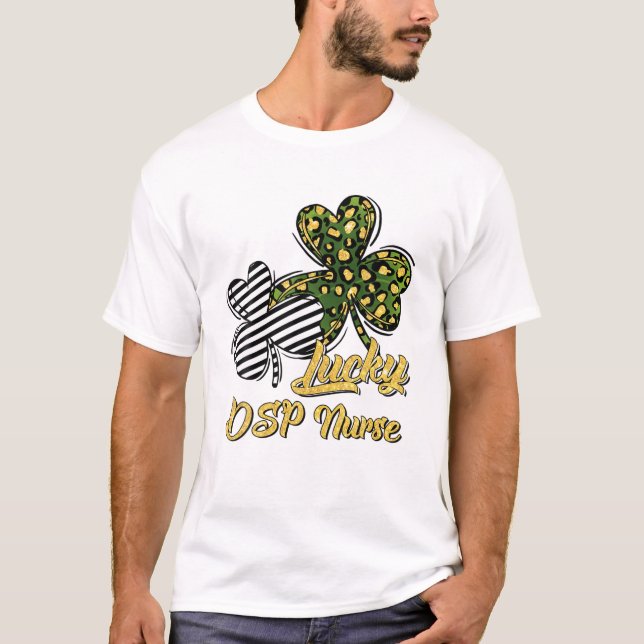 T-shirt St Patrick's Day Lucky DSP Nurse Clover Shamrock (Devant)
