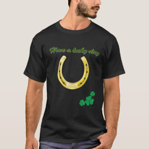 T-shirt St Patrick's Day Lucky Gold Horseshoe Green Shamro