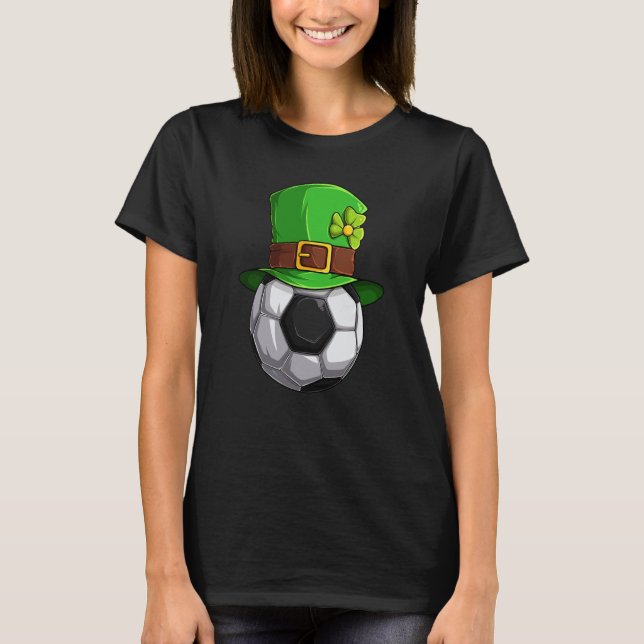 T-shirt St Patrick's Day Lucky Soccer Ball With Leprechaun (Devant)