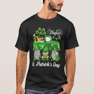 T-shirt St Patrick's Day Lucky Three Gnomes Shamrock Green