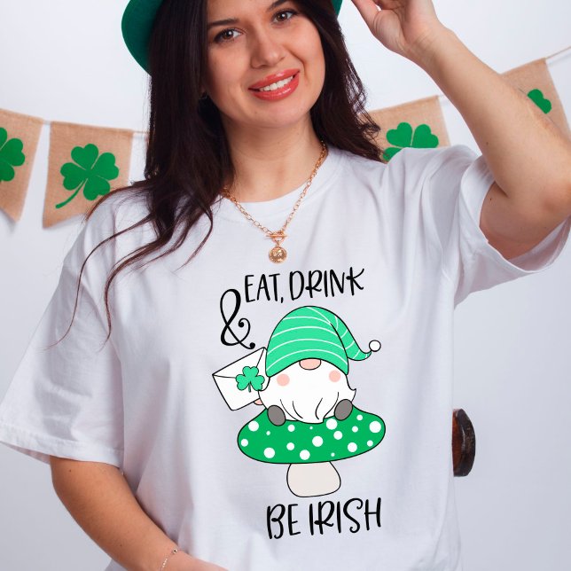 T-shirt St. Patrick's Day Manger Boire Be Irish Fun Gnome (Créateur téléchargé)
