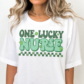 T-shirt St. Patricks Day One Lucky Nurse, infirmière rétro