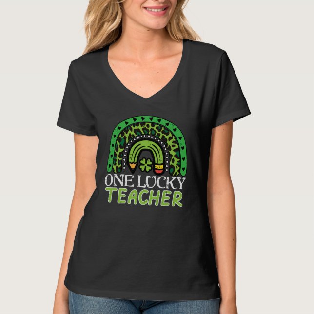 T-shirt St Patricks Day One Lucky Teacher Saint Pattys Pad (Devant)