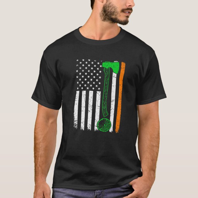 T-shirt St Patrick's Day Patriotic Woodworking Irish Ameri (Devant)