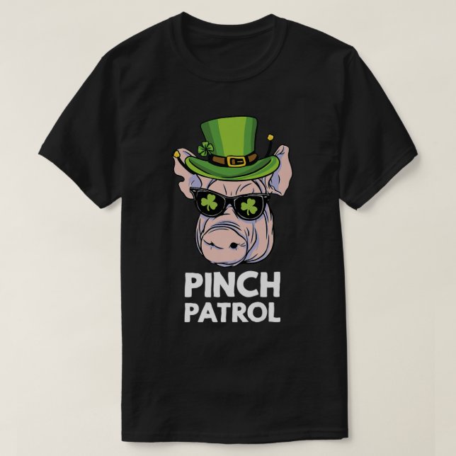 T-shirt St Patrick's Day Pig Pinch Patrol Clover Irish Sha (Design devant)