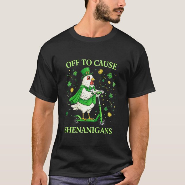 T-shirt St Patricks Day poulet farceur scooter Shenani (Devant)