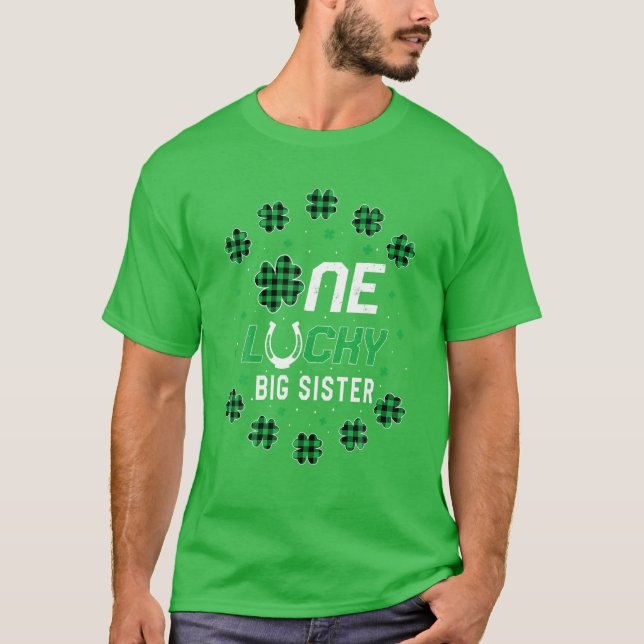 T-shirt St Patricks Day Prek Kinder One Lucky Big Sister (Devant)