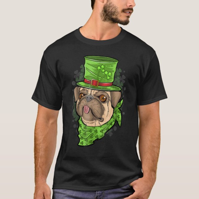 T-shirt St Patrick's Day Pug Puppy Dog (Devant)