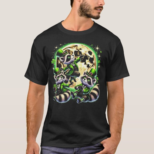 T-shirt St. Patrick's Day Raccoon (Devant)