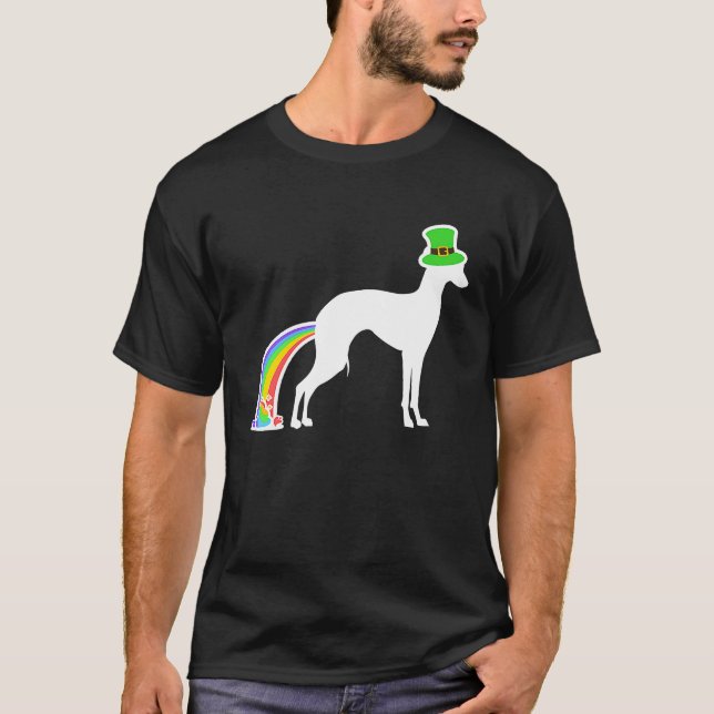 T-shirt St Patrick's Day Rainbow Dog  Italian Greyhound (Devant)