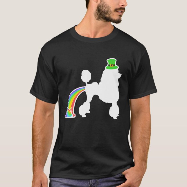 T-shirt St Patrick's Day Rainbow Dog  Poodle (Devant)