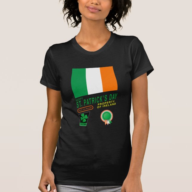 T-shirt St. Patrick's Day Retro Design avec drapeau d'Irla (Devant)