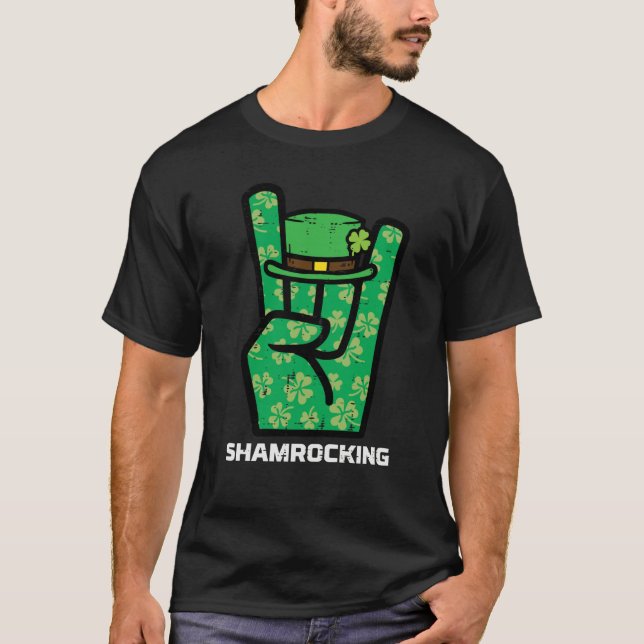 T-shirt St Patricks Day Rock Hand Saint Paddys Rocker Men  (Devant)