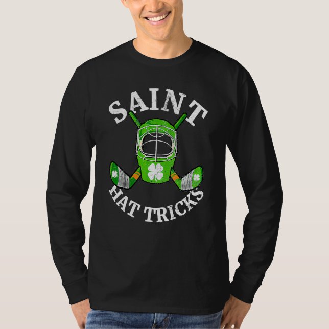 T-shirt St Patricks Day Saint Hat Tricks Hockey Shamrock K (Devant)
