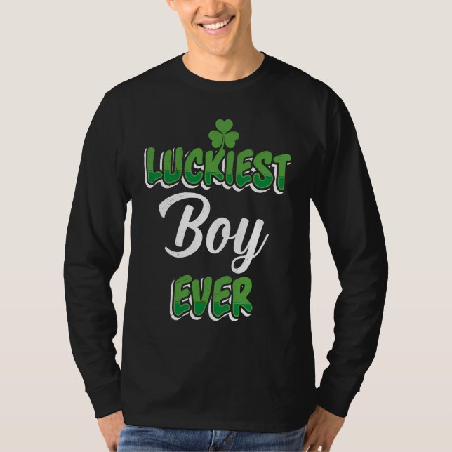 T-shirt St Patrick's Day saying Luckiest Boy ever (Devant)