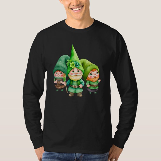 T-shirt St Patricks Day Shamrock Shirt Three Gnomes St Pat (Devant)