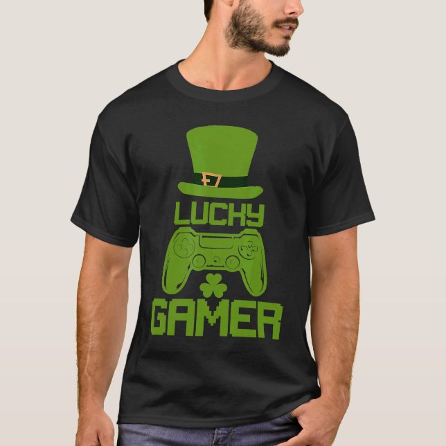 T-shirt St Patricks Day Shamrock  St Patrick Lucky Gamer (Devant)