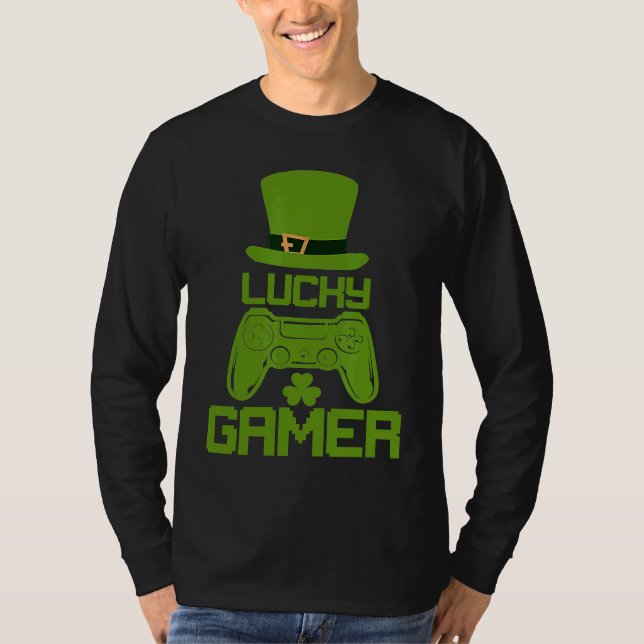T-shirt St Patricks Day Shamrock  St Patrick Lucky Gamer (Devant)
