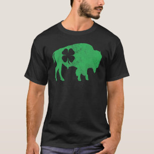 T-shirt St Patrick's Day Shamrock vert Buffalo Bison Iris