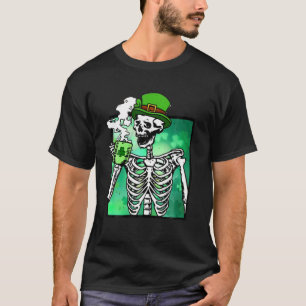 T-shirt St Patrick's Day Skeleton Boire Café irlandais Sh