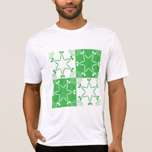 T-shirt St Patricks Day Vert Clover Star Géométrique