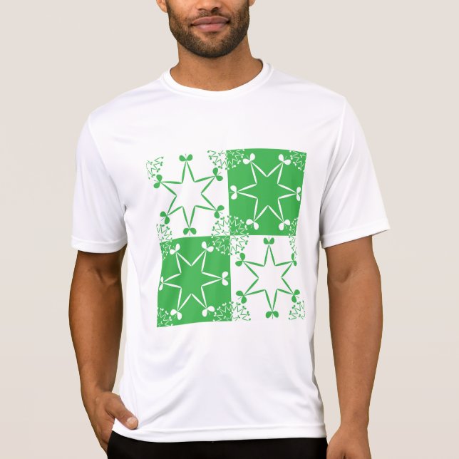 T-shirt St Patricks Day Vert Clover Star Géométrique (Devant)