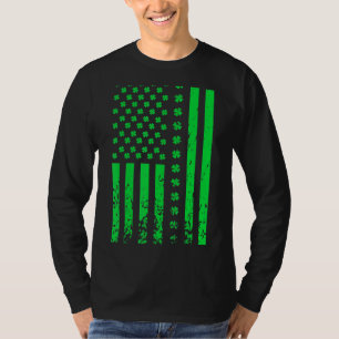 T-shirt St Patrick's Day Vert Irlandais Américain Drapeau